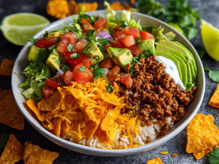 Taco Rice Bowl with Doritos: Fun Family-Friendly Dinner