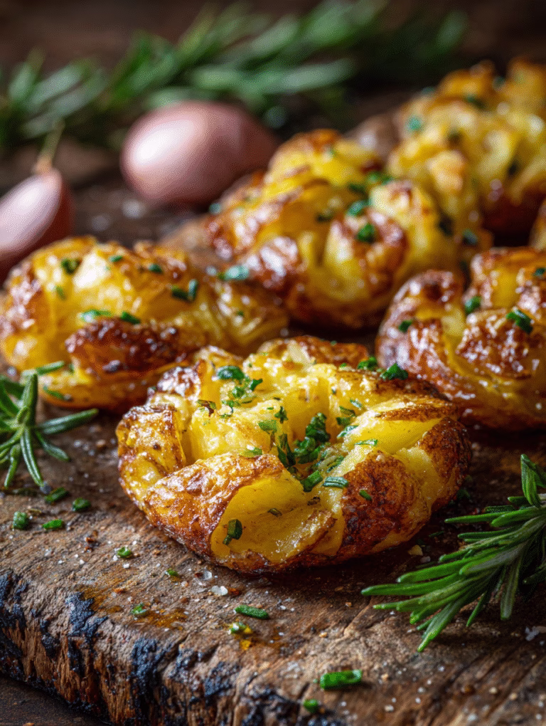 Crispy Smashed Potatoes with Garlic Butter