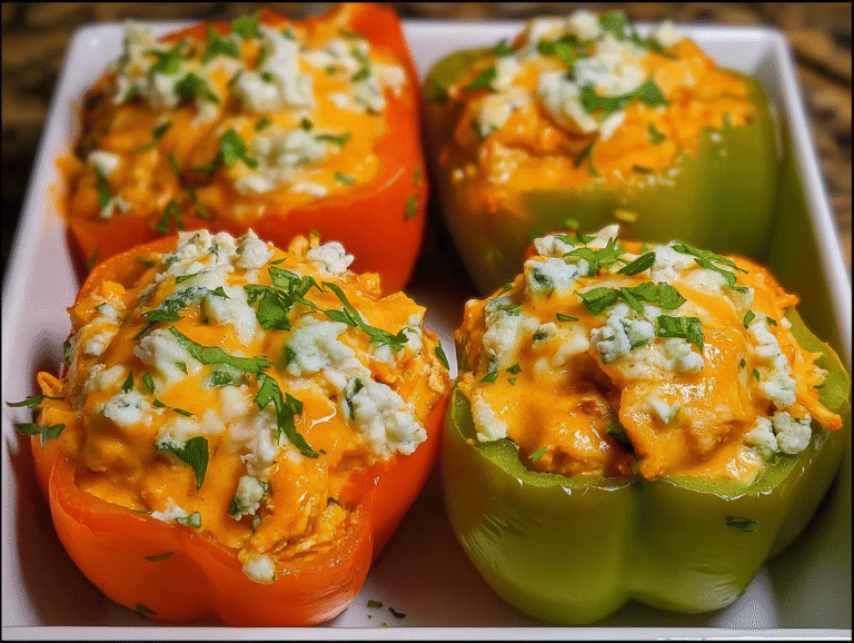 Buffalo Chicken Stuffed Peppers — Spicy, Cheesy & Low Carb