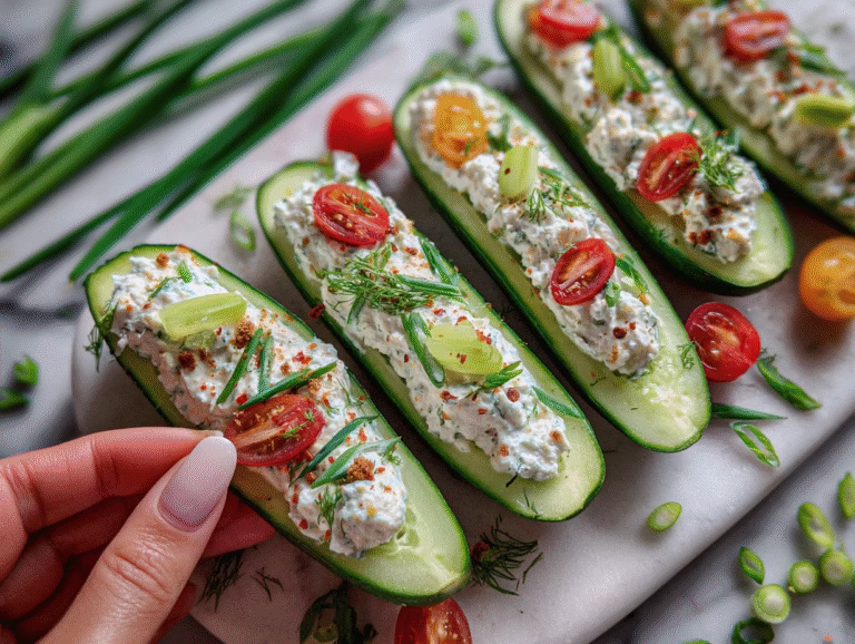 5-Minute Cucumber Protein Boats: Fresh & Filling Low-Carb Snack