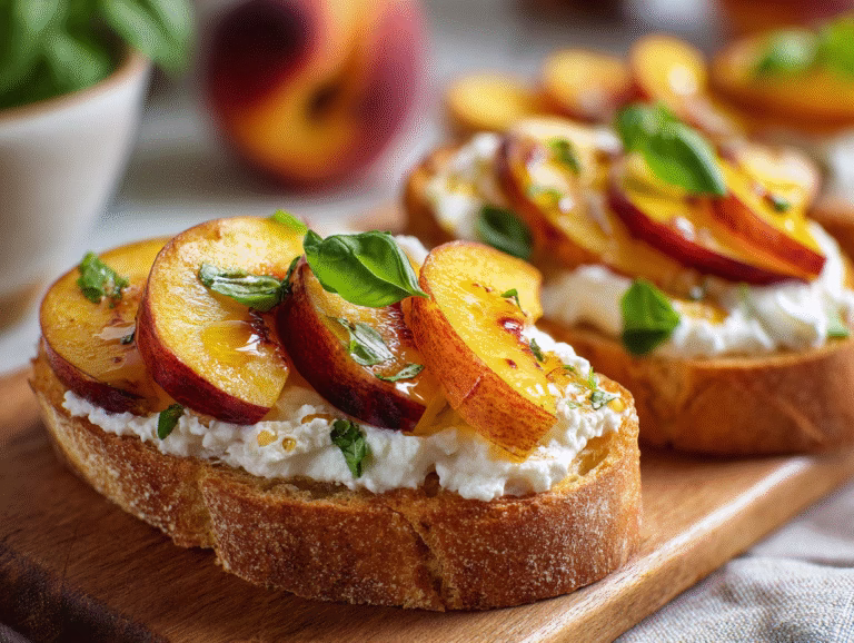 Peach Bruschetta with Whipped Ricotta – A Fresh Summer Appetizer