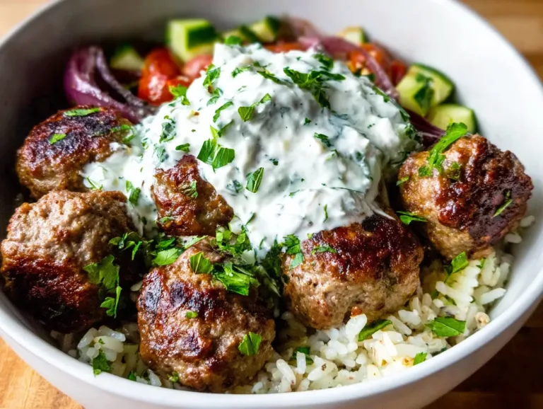 Greek Meatball Bowl with Tzatziki: Fresh, Flavorful, and Healthy Mediterranean Meal