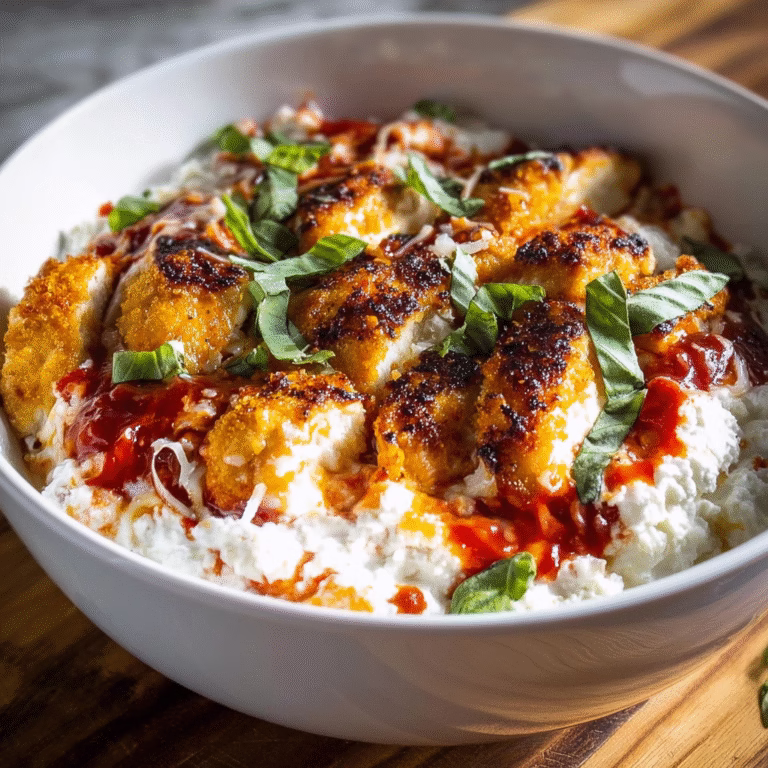 High Protein Chicken Parm Cottage Cheese Bowl