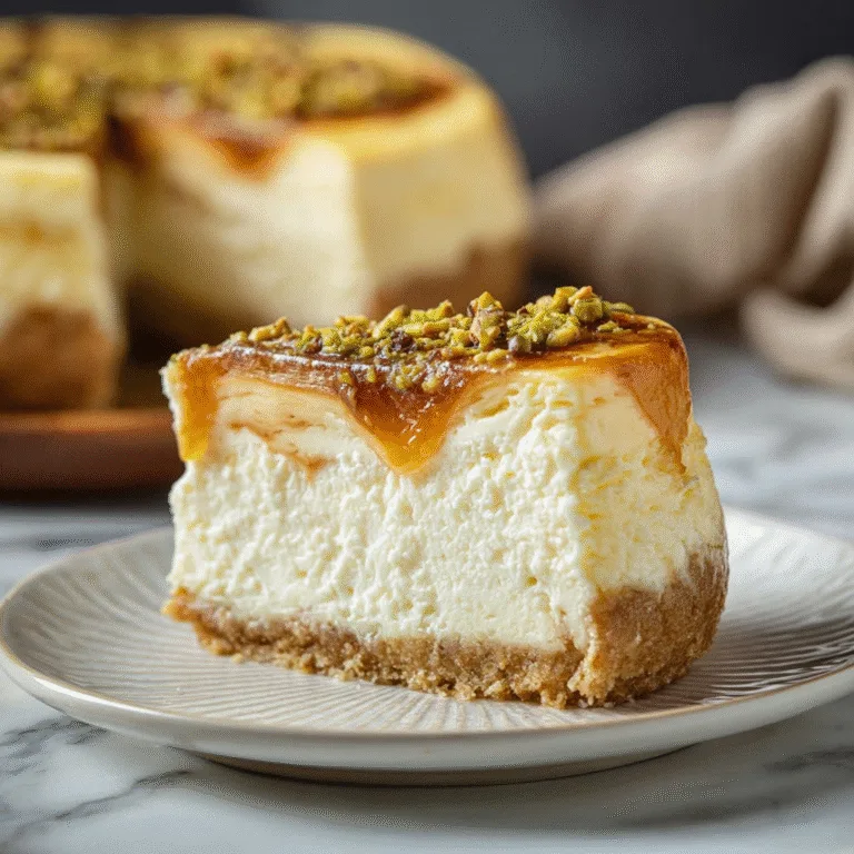 Honey Pistachio Baklava Cheesecake – Festive Dessert Perfection