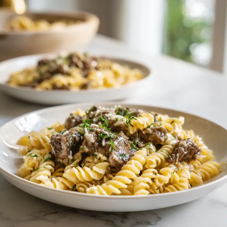 Beef and Rotini in Garlic Parmesan Sauce – A Cozy Family Favorite