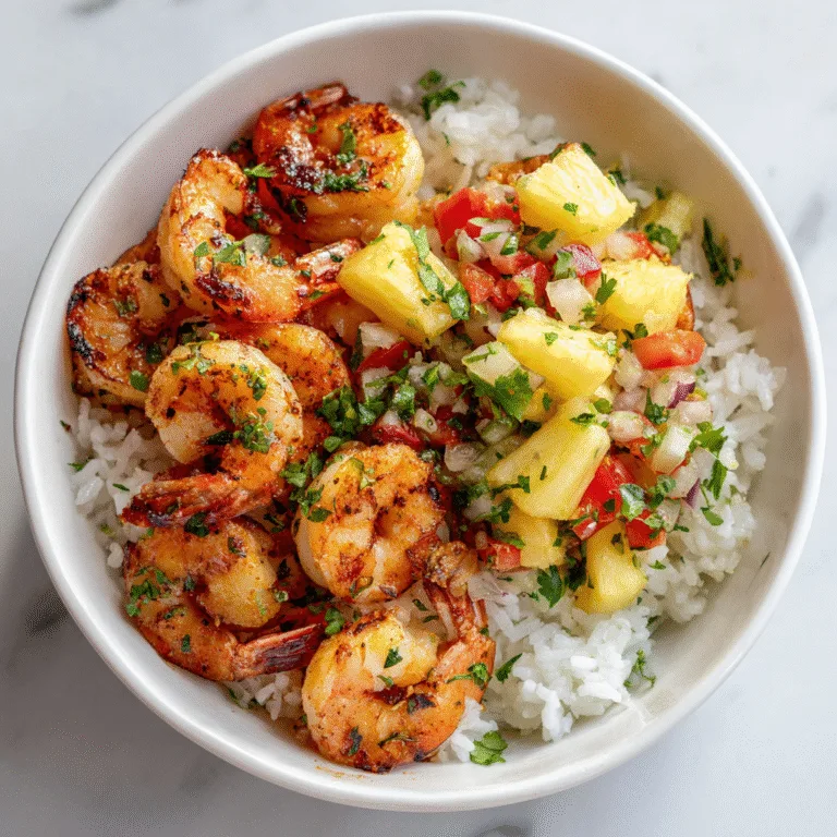 Shrimp & Rice Bowl with Pineapple Salsa – A Tropical Delight in Every Bite