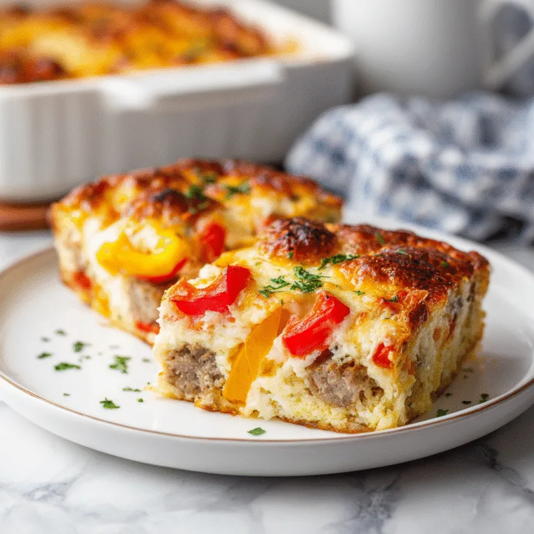 Cheesy Egg Bake with Sausage and Peppers