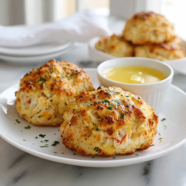 Crab Stuffed Cheddar Bay Biscuits with Lemon Butter Sauce: A Golden, Seafood Lover’s Dream