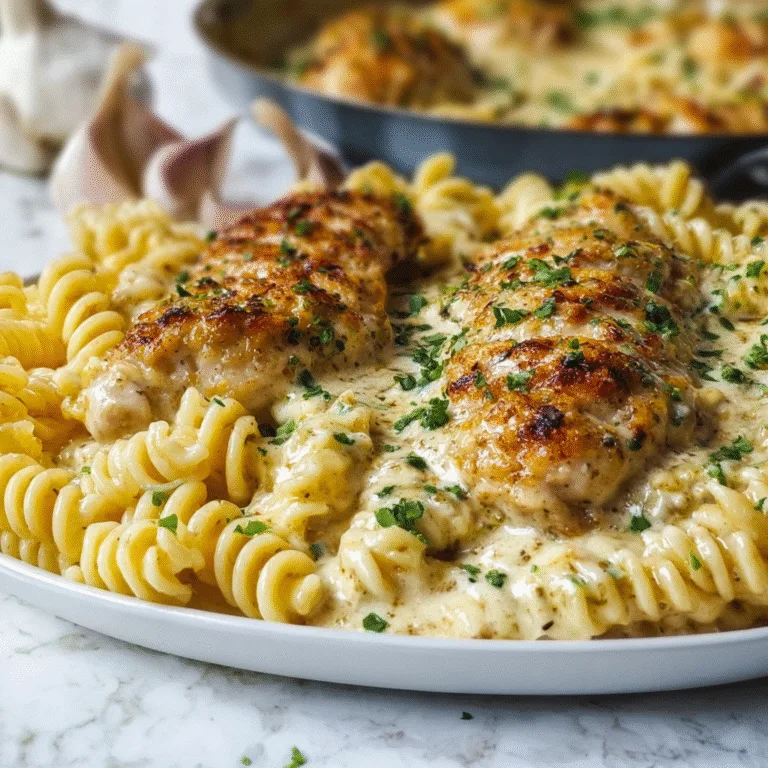 Creamy Garlic Parmesan Chicken with Cheesy Twisted Pasta – The Ultimate Comfort Dinner