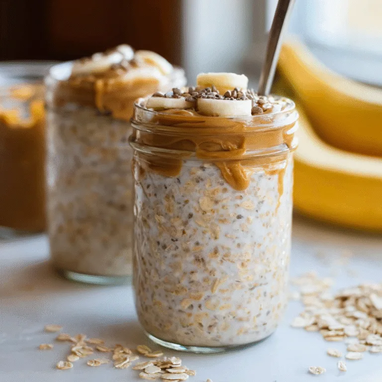 Peanut Butter Banana Overnight Oats with Chia Seeds – Creamy, Nutritious & Easy to Make!