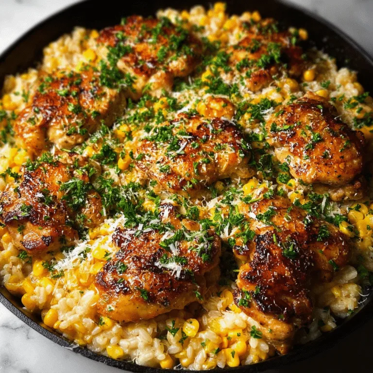 Creamy Chicken and Corn Skillet with Garlic Parmesan Rice: The Ultimate One-Pan Comfort Meal