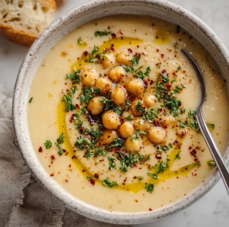 Creamy Vegan Garlic Chickpea Soup (Ready in 30 Minutes)