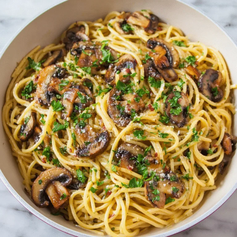 ???? Mushroom and Garlic Spaghetti – Simple, Savory, and Comforting
