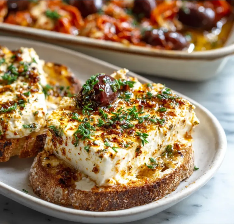 Creamy Baked Feta with Olives & Sun-Dried Tomatoes: A Mediterranean Flavor Explosion