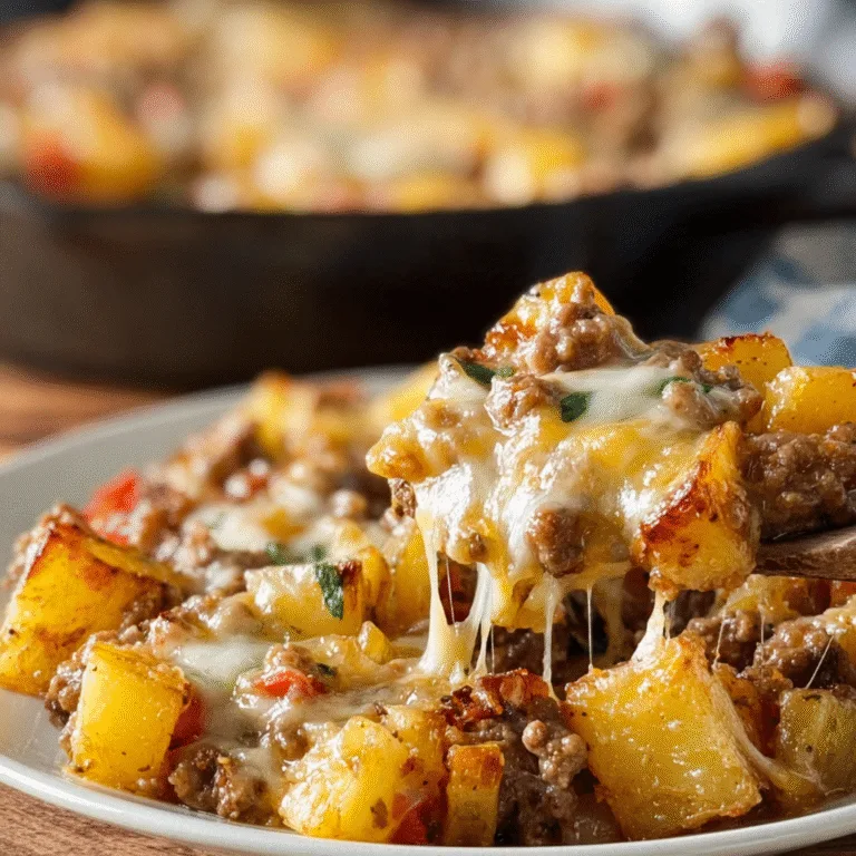 One-Pan Cheesy Meat & Potato Skillet – The Ultimate Comfort Dinner