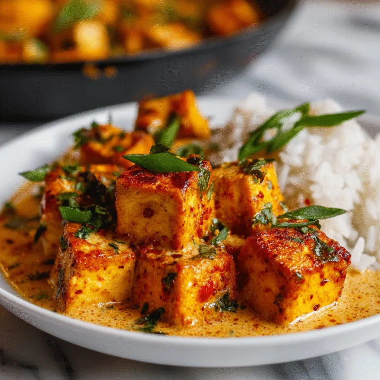 Spicy Tofu in Creamy Coconut Sauce – A Rich, Flavor-Packed Vegan Delight