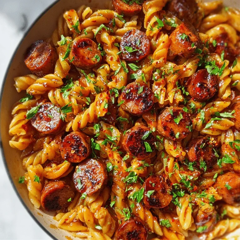 One Skillet Spicy Honey BBQ Sausage & Pasta – Bold, Creamy, and Irresistible