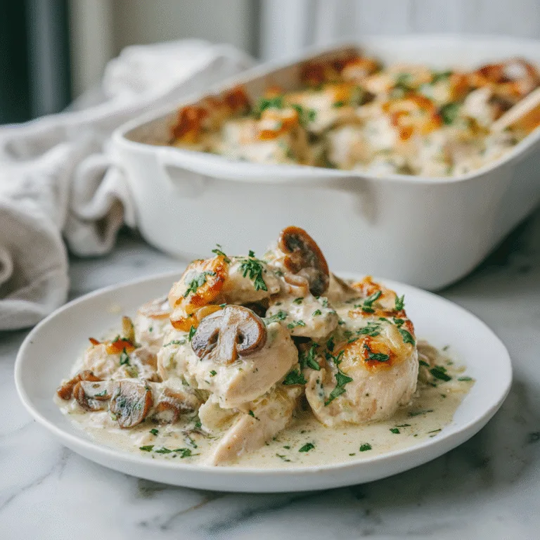Creamy Chicken Casserole with Mushrooms – The Perfect Cozy, Comforting Dinner