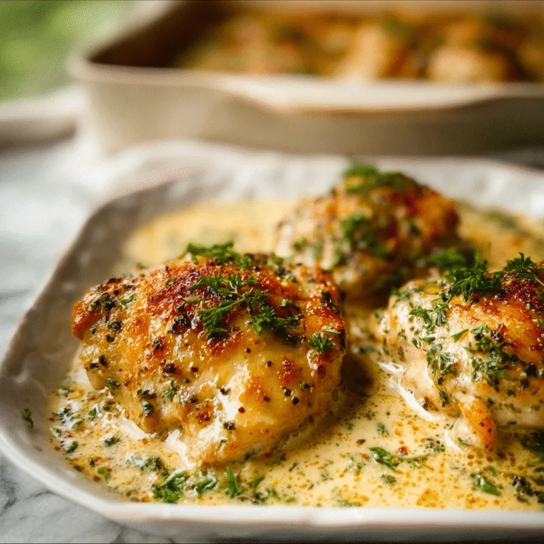 Creamy Oven Baked Chicken Thighs – Tender, Juicy, and Full of Flavor