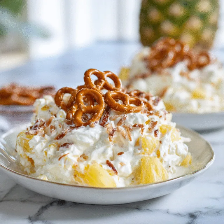 Easy Pineapple Pretzel Fluff Salad: Sweet, Crunchy, Creamy, and Perfect for Every Potluck