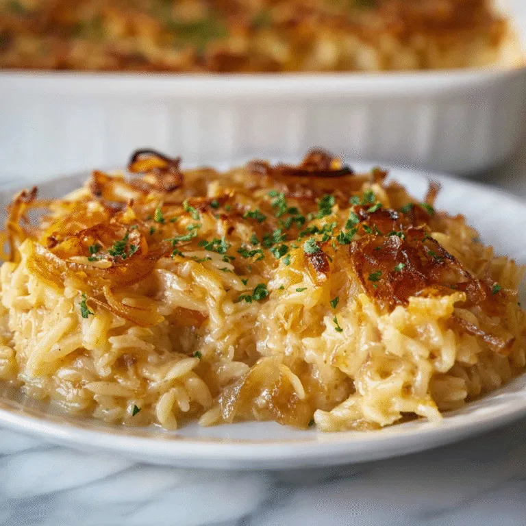 French Onion Orzo Bake: A Cozy, Cheesy One-Pan Dinner Inspired by the Classic Soup