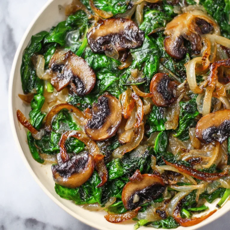 Sautéed Spinach, Mushrooms & Caramelized Onions — The Perfect Savory Side Dish for Any Meal