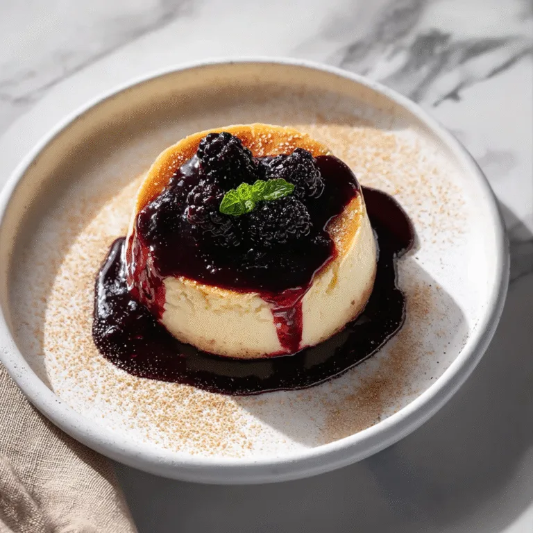 London Fog Basque Cheesecake with Blackberry Sauce – A Cozy, Elegant Twist on a Modern Classic