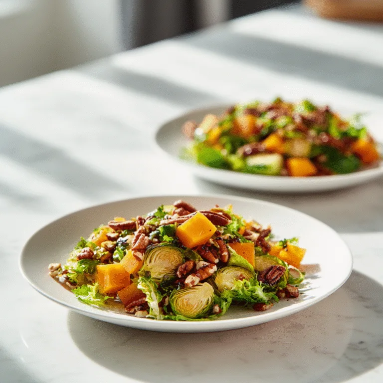 Roasted Brussels Sprouts and Butternut Squash Salad with Pecans: The Ultimate Warm Autumn Salad You’ll Crave All Year
