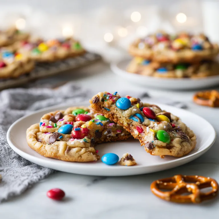 Easy Christmas Kitchen Sink Cookies with M&Ms and Pretzels