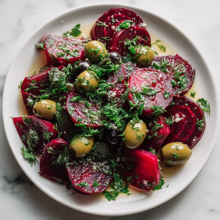 Easy Pickled Beet Salad with Olives and Fresh Herbs