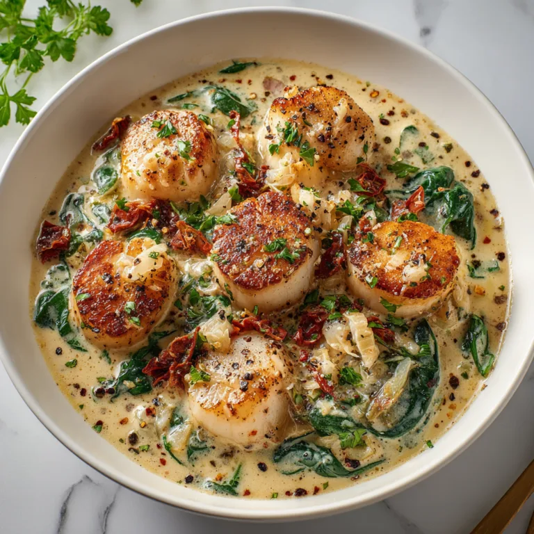 Creamy Garlic Tuscan Scallops – A Restaurant-Worthy Dinner Made at Home