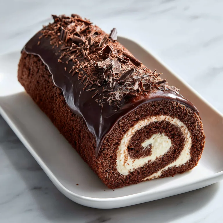 Chocolate Cake Roll with Creamy Filling & Rich Ganache