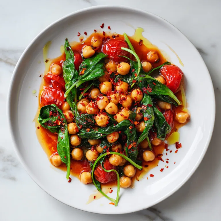 Easy Spicy Chickpeas with Tomatoes and Spinach Dinner