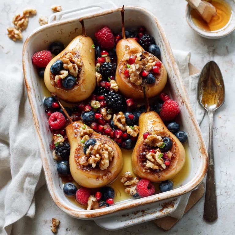 Baked Pears with Berries, Walnuts & Honey: A Warm, Elegant Dessert That’s Surprisingly Simple