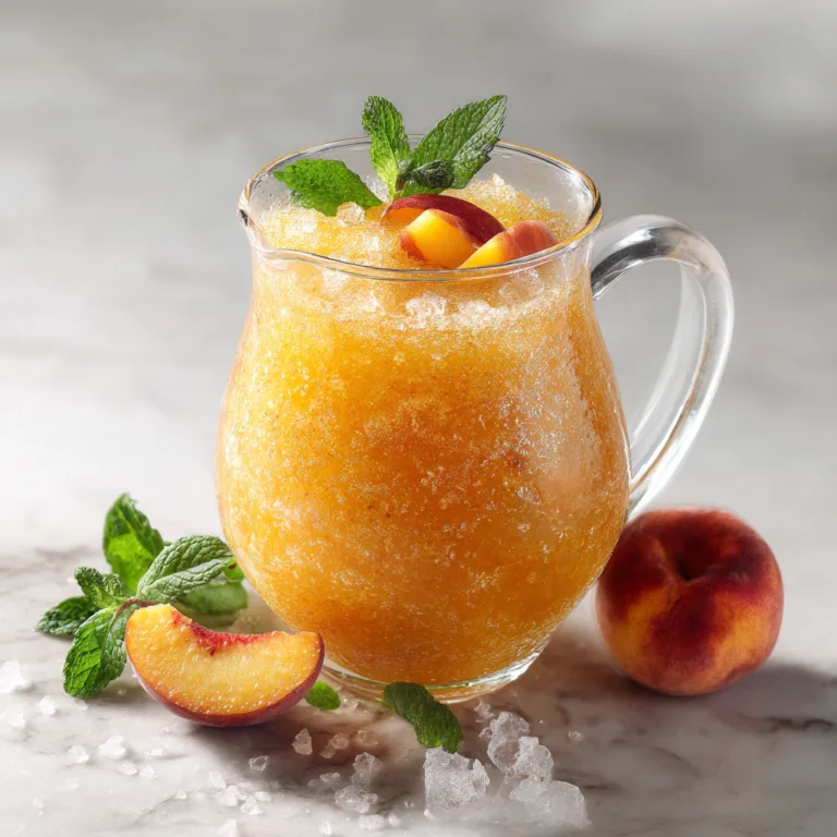 Sunny Summer Peach Slush: A Refreshing Frozen Escape in Every Sip