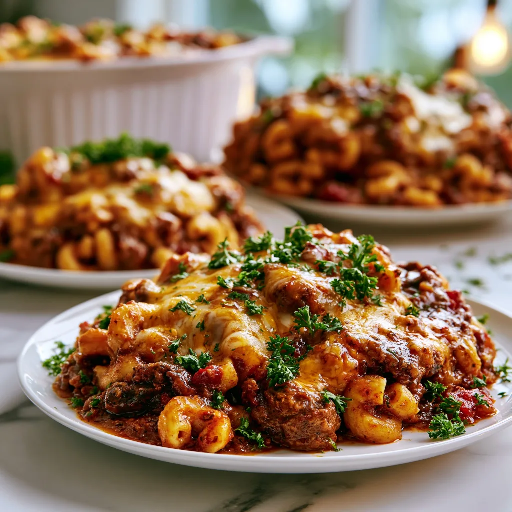 An example of how American chop suey done in a crock pot should be served