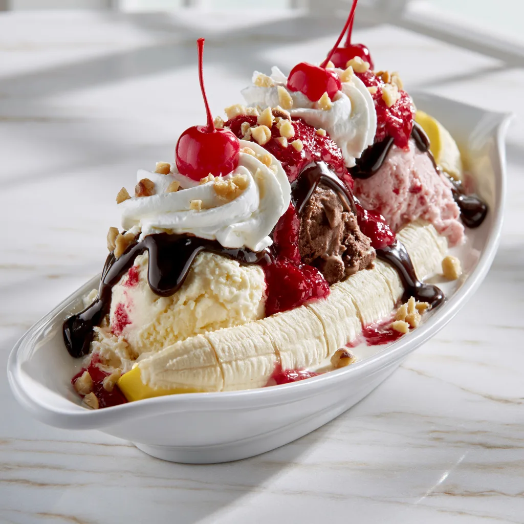 An example of how banana split looks like when done according to this recipe
