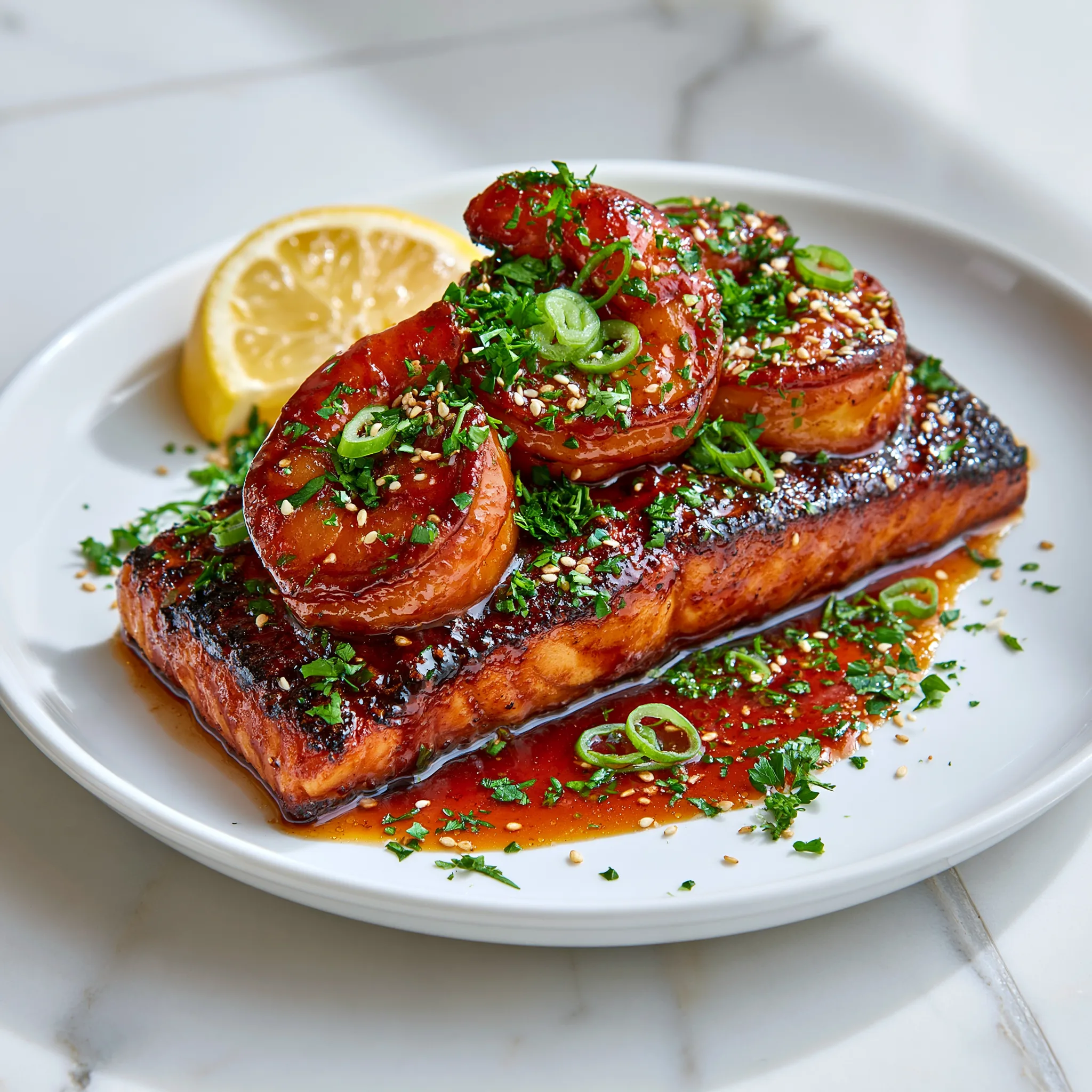 Bourbon Glazed Salmon and Shrimp – Easy Seafood Dinner Recipe
