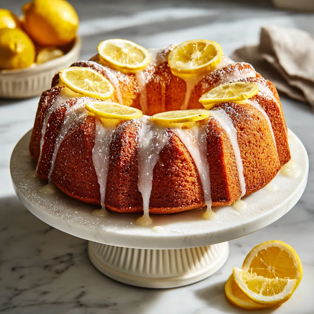 Presentation of the lemon cornmeal pound cake when done according to the recipe