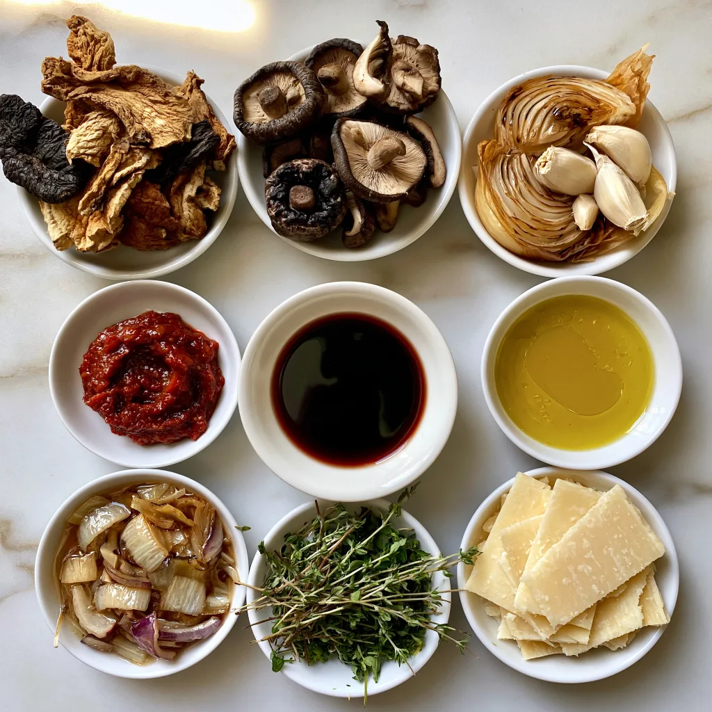 An example of the ingredients needed to make porcini ragu