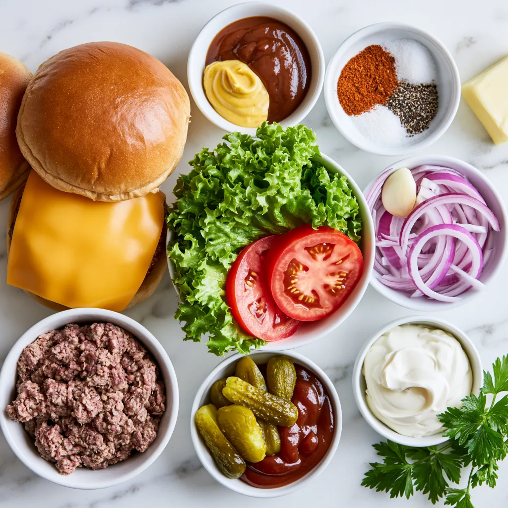 An example of ingredients needed to make beef brisket burger according to this recipe