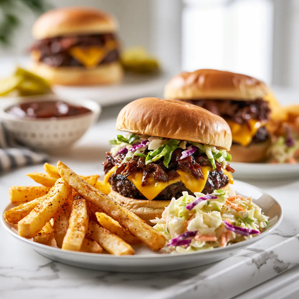 An example of how beef brisket burger looks like when done according to this recipe