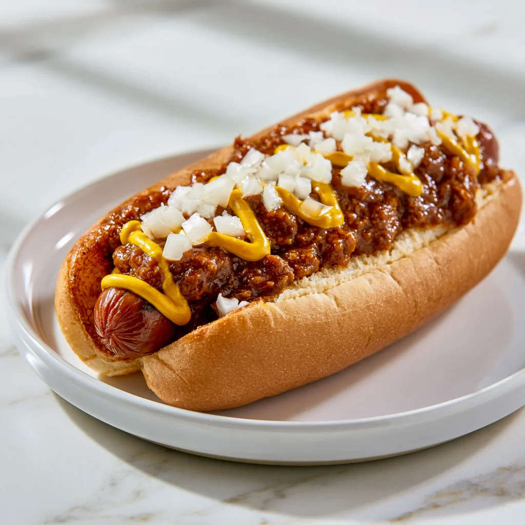 An example of Detroit-Style Coney Dog when done according to this recipe