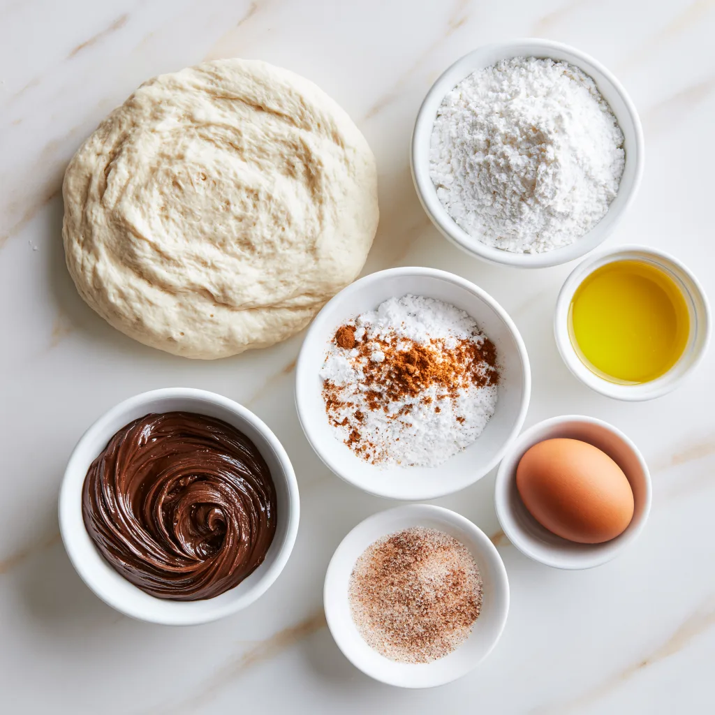 All the ingredients needed to make Nutella lava fried calzone