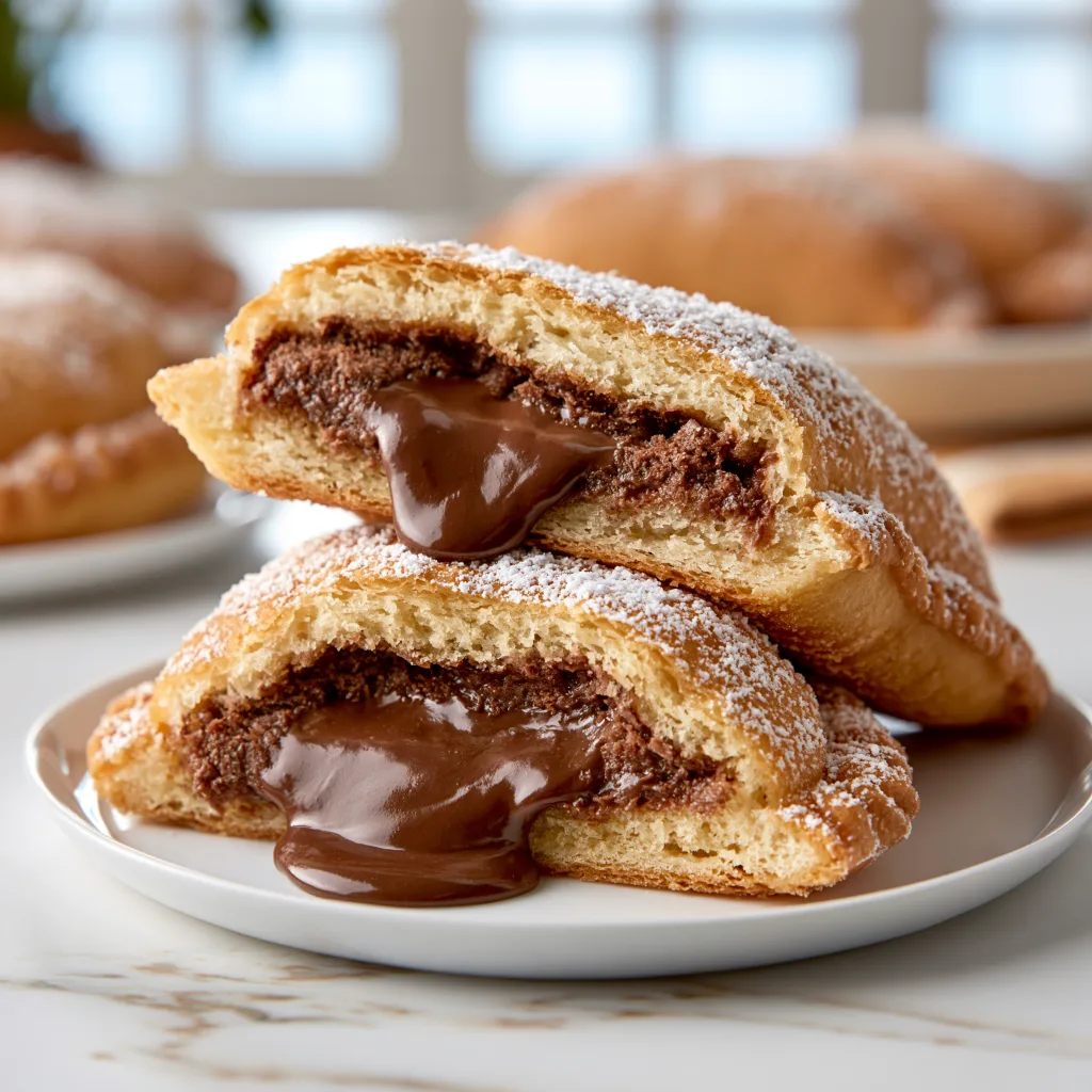 A simple example of the Nutella lava fried calzone serving