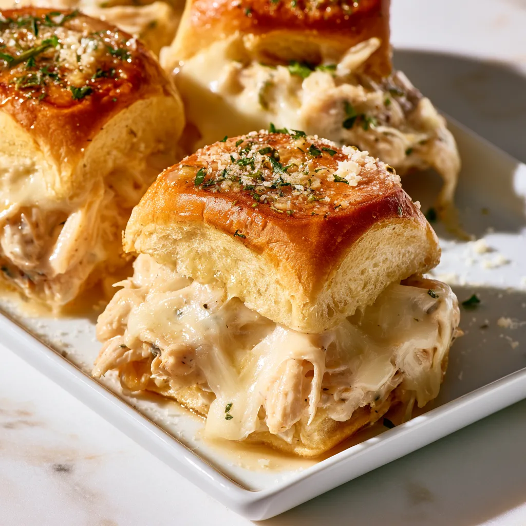 Cheesy Chicken Alfredo Sliders – Easy 40-Minute Party Sliders
