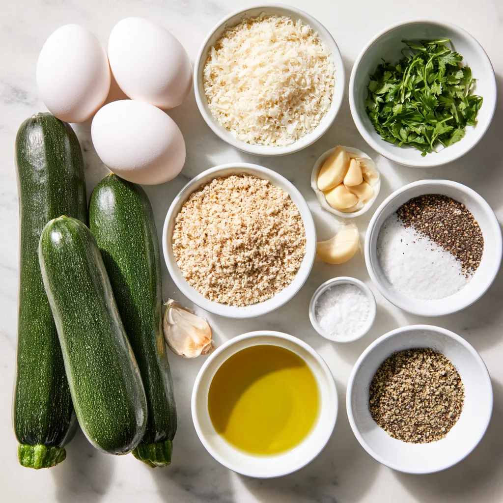 Ingredients needed to make Baked Zucchini Patties