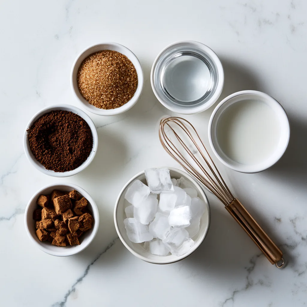 All the ingredients needs to make Dalgona coffee in one image/