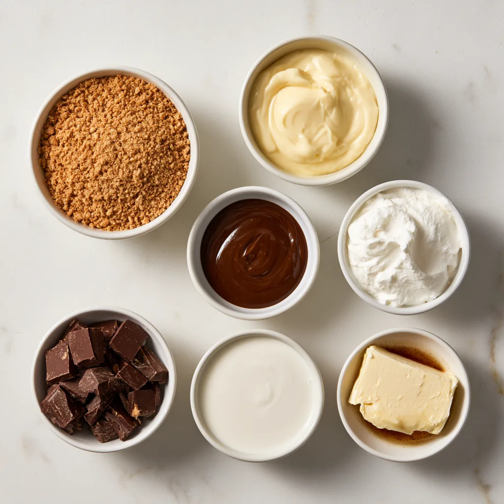 All the ingredients needed to make Éclair Cake with Chocolate Ganache 
