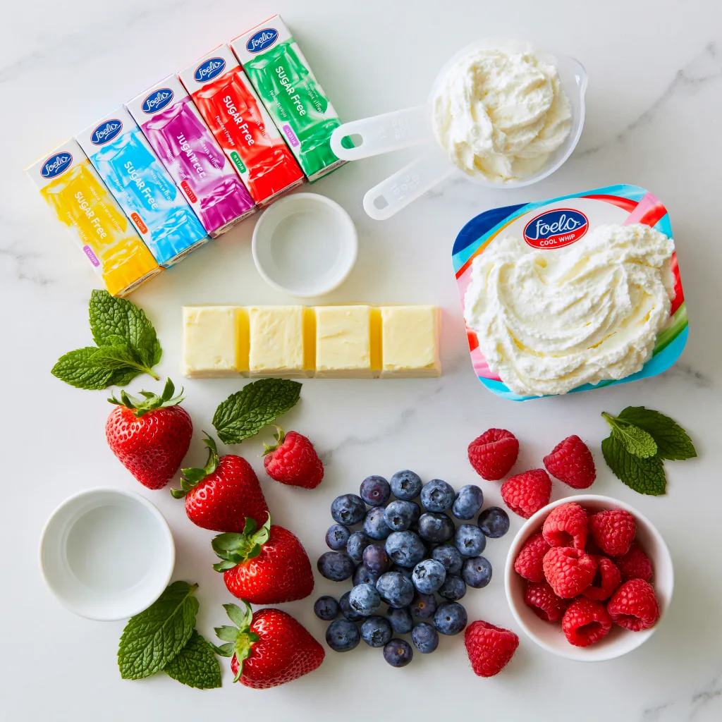 All ingredients needed to make sugar free jello with cool whip 